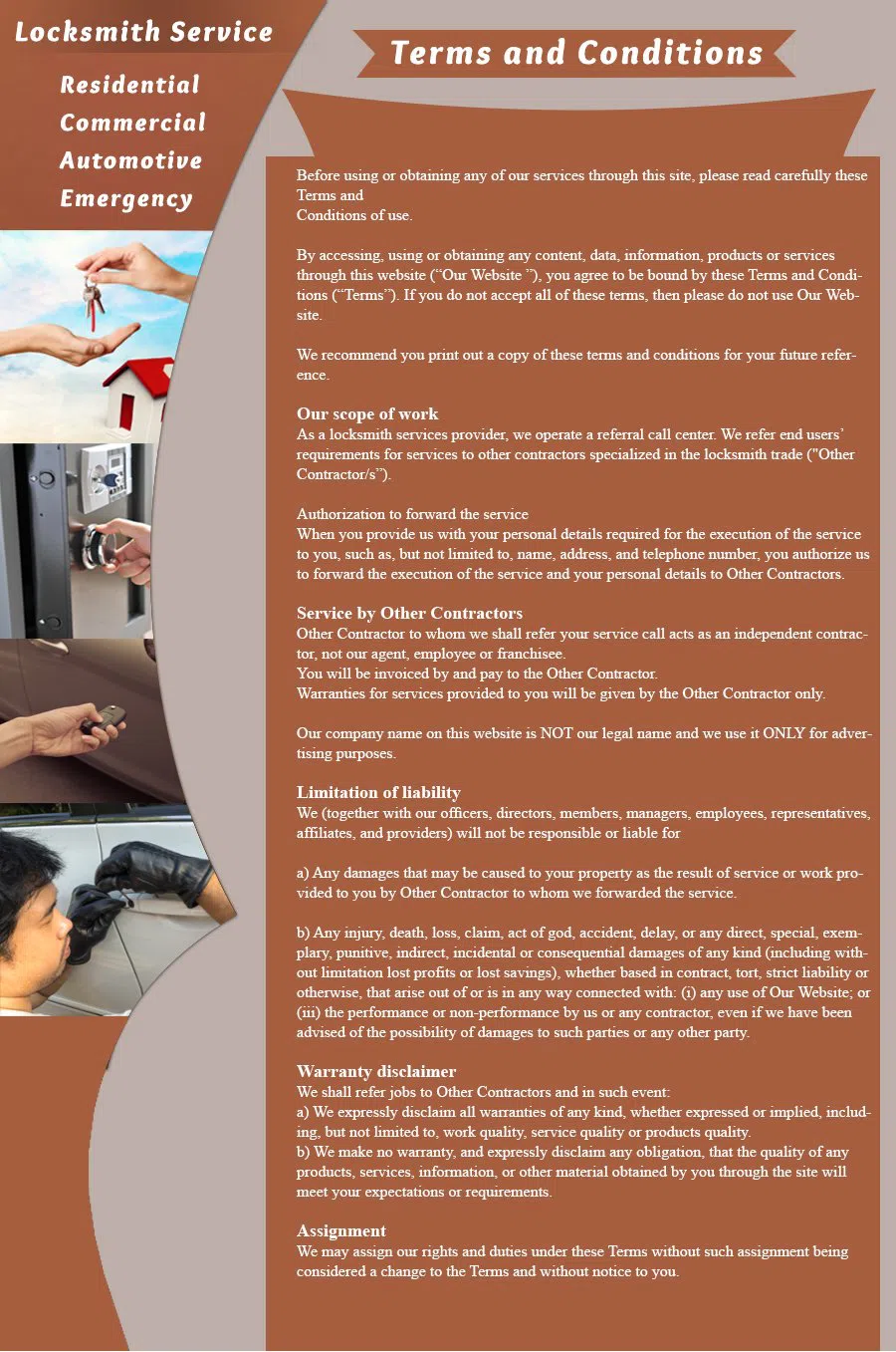 Locksmith Of Philadelphia  Philadelphia, PA 215-622-9597 - terms-and-condition